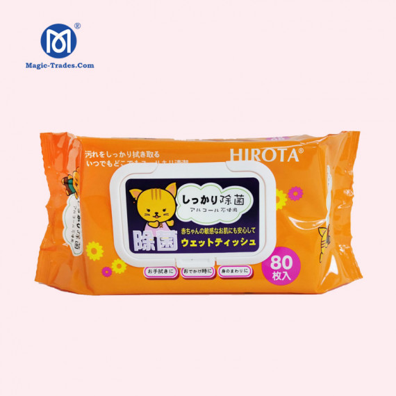 HIROTA - 80 片厚裝 HP 除菌濕紙巾 (貓仔) 原箱24包 - AWT005