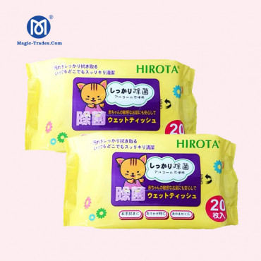 HIROTA - 包裝嬰兒濕紙巾(黃) 原箱100包 - AWT006